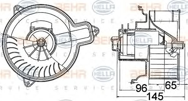 BEHR HELLA SERVICE 8EW 009 158-101 Вентилятор салона для PEUGEOT 306 (Пежо 306) BEHR HELLA SERVICE 8EW 009 158-101 Вентилятор салона для PEUGEOT 306 (Пежо 306)