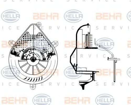 BEHR HELLA SERVICE 8EW 009 159-681 Вентилятор салона для PEUGEOT 306 (Пежо 306) BEHR HELLA SERVICE 8EW 009 159-681 Вентилятор салона для PEUGEOT 306 (Пежо 306)
