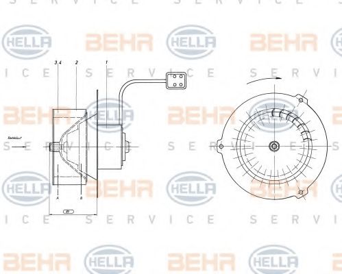 BEHR HELLA SERVICE 8EW 009 160-431 Вентилятор салона для MERCEDES-BENZ T2/L (Мэрcэдэс-бэнз Т2/л) BEHR HELLA SERVICE 8EW 009 160-431 Вентилятор салона для MERCEDES-BENZ T2/L (Мэрcэдэс-бэнз Т2/л)