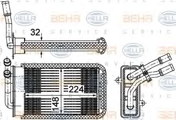 BEHR HELLA SERVICE 8FH 351 002-141 Теплообменник, отопление салона для AUDI 90 (Ауди 90) BEHR HELLA SERVICE 8FH 351 002-141 Теплообменник, отопление салона для AUDI 90 (Ауди 90)
