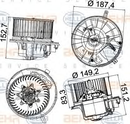 BEHR HELLA SERVICE 8EW 351 043-221 Вентилятор салона для VOLKSWAGEN JETTA I (Фольксваген Жэтта и) BEHR HELLA SERVICE 8EW 351 043-221 Вентилятор салона для VOLKSWAGEN JETTA I (Фольксваген Жэтта и)