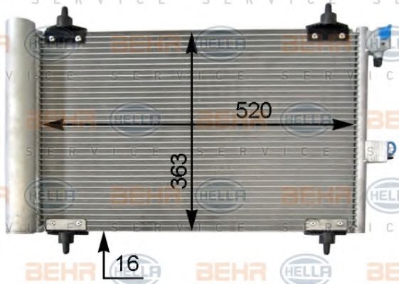 BEHR HELLA SERVICE 8FC 351 301-034 Конденсатор, кондиционер для PEUGEOT PARTNER PATAGONICA / URBANA (Пежо Партнер патагоника / урбана) BEHR HELLA SERVICE 8FC 351 301-034 Конденсатор, кондиционер для PEUGEOT PARTNER PATAGONICA / URBANA (Пежо Партнер патагоника / урбана)