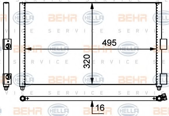 BEHR HELLA SERVICE 8FC 351 301-701 Конденсатор, кондиционер для FIAT IDEA (Фиат Идэа) BEHR HELLA SERVICE 8FC 351 301-701 Конденсатор, кондиционер для FIAT IDEA (Фиат Идэа)