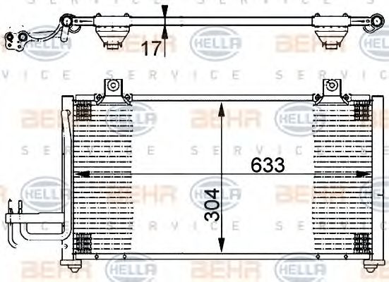 BEHR HELLA SERVICE 8FC 351 302-131 Конденсатор, кондиционер для KIA MENTOR (Киа Мэнтор) BEHR HELLA SERVICE 8FC 351 302-131 Конденсатор, кондиционер для KIA MENTOR (Киа Мэнтор)