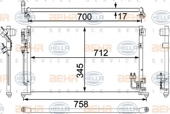 BEHR HELLA SERVICE 8FC 351 304-231 Конденсатор, кондиционер для MITSUBISHI LANCER (Митсубиши/митсубиси Ланcэр) BEHR HELLA SERVICE 8FC 351 304-231 Конденсатор, кондиционер для MITSUBISHI LANCER (Митсубиши/митсубиси Ланcэр)