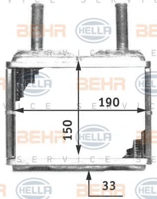 BEHR HELLA SERVICE 8FH 351 311-771 Теплообменник, отопление салона для OPEL CORSA A (Опель Cорса а) BEHR HELLA SERVICE 8FH 351 311-771 Теплообменник, отопление салона для OPEL CORSA A (Опель Cорса а)