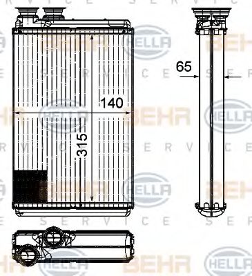 BEHR HELLA SERVICE 8FH 351 315-571 Теплообменник, отопление салона для PEUGEOT 407 (Пежо 407) BEHR HELLA SERVICE 8FH 351 315-571 Теплообменник, отопление салона для PEUGEOT 407 (Пежо 407)
