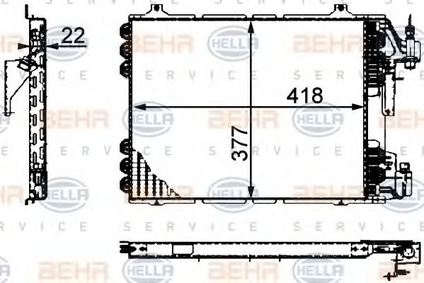 BEHR HELLA SERVICE 8FC 351 317-281 Конденсатор, кондиционер для RENAULT CLIO I (Рено Cлио и) BEHR HELLA SERVICE 8FC 351 317-281 Конденсатор, кондиционер для RENAULT CLIO I (Рено Cлио и)