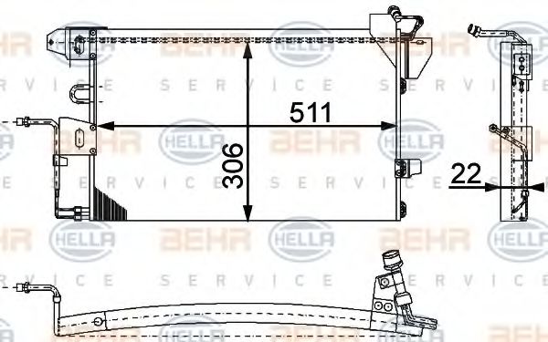 BEHR HELLA SERVICE 8FC 351 317-311 Конденсатор, кондиционер для FORD FIESTA (Форд Фиэста) BEHR HELLA SERVICE 8FC 351 317-311 Конденсатор, кондиционер для FORD FIESTA (Форд Фиэста)