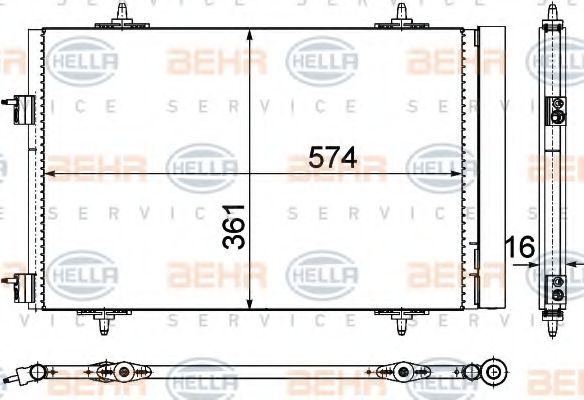 BEHR HELLA SERVICE 8FC 351 319-441 Конденсатор, кондиционер для PEUGEOT (Пежо) BEHR HELLA SERVICE 8FC 351 319-441 Конденсатор, кондиционер для PEUGEOT (Пежо)