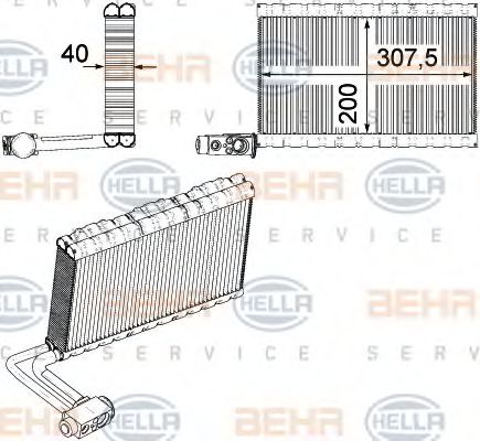 BEHR HELLA SERVICE 8FV 351 331-191 Испаритель, кондиционер для RENAULT TRUCKS MIDLUM (Рено трак Мидлум)