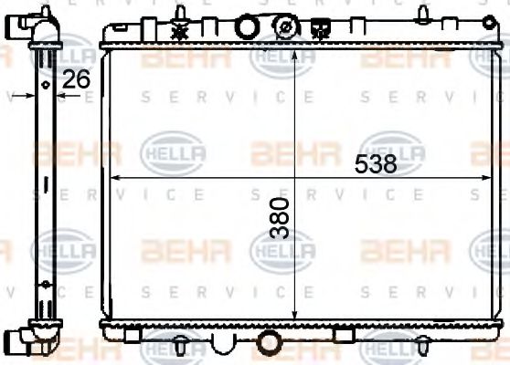 BEHR HELLA SERVICE 8MK 376 700-231 Радиатор, охлаждение двигателя для PEUGEOT (Пежо) BEHR HELLA SERVICE 8MK 376 700-231 Радиатор, охлаждение двигателя для PEUGEOT (Пежо)