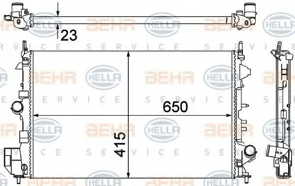 BEHR HELLA SERVICE 8MK 376 700-261 Радиатор, охлаждение двигателя 