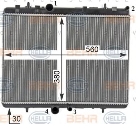 BEHR HELLA SERVICE 8MK 376 700-531 Радиатор, охлаждение двигателя для PEUGEOT 407 (Пежо 407) BEHR HELLA SERVICE 8MK 376 700-531 Радиатор, охлаждение двигателя для PEUGEOT 407 (Пежо 407)