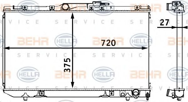BEHR HELLA SERVICE 8MK 376 708-121 Радиатор, охлаждение двигателя 