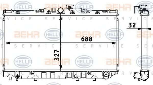 BEHR HELLA SERVICE 8MK 376 708-181 Радиатор, охлаждение двигателя 