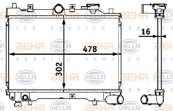 BEHR HELLA SERVICE 8MK 376 708-191 Радиатор, охлаждение двигателя для MAZDA 323 III (Мазда 323 3) BEHR HELLA SERVICE 8MK 376 708-191 Радиатор, охлаждение двигателя для MAZDA 323 III (Мазда 323 3)