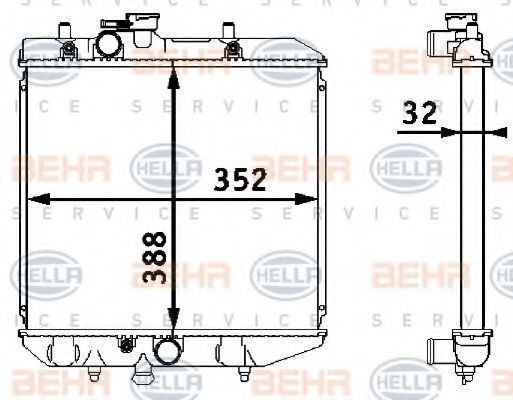 BEHR HELLA SERVICE 8MK 376 708-281 Радиатор, охлаждение двигателя 