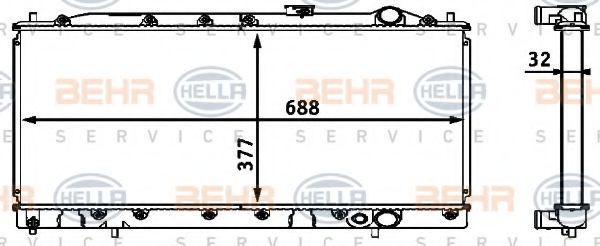 BEHR HELLA SERVICE 8MK 376 708-331 Радиатор, охлаждение двигателя 
