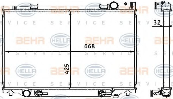 BEHR HELLA SERVICE 8MK 376 708-341 Радиатор, охлаждение двигателя 