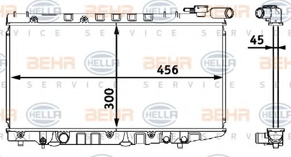 BEHR HELLA SERVICE 8MK 376 708-351 Радиатор, охлаждение двигателя 