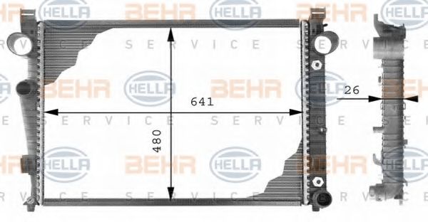 BEHR HELLA SERVICE 8MK 376 710-281 Радиатор, охлаждение двигателя 