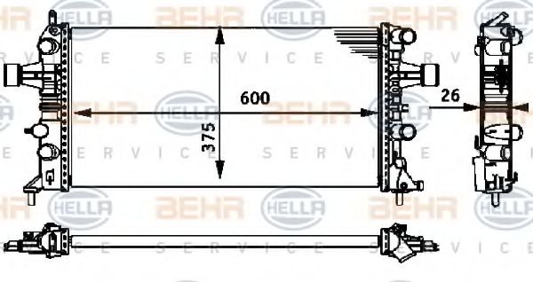 BEHR HELLA SERVICE 8MK 376 710-661 Радиатор, охлаждение двигателя для OPEL ASTRA G (Опель Астра г)