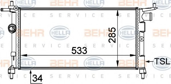 BEHR HELLA SERVICE 8MK 376 712-001 Радиатор, охлаждение двигателя для OPEL (Опель) BEHR HELLA SERVICE 8MK 376 712-001 Радиатор, охлаждение двигателя для OPEL (Опель)