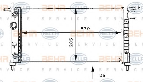 BEHR HELLA SERVICE 8MK 376 712-011 Радиатор, охлаждение двигателя для OPEL CORSA B STATION WAGON (Опель Корса б статион вагон) BEHR HELLA SERVICE 8MK 376 712-011 Радиатор, охлаждение двигателя для OPEL CORSA B STATION WAGON (Опель Корса б статион вагон)