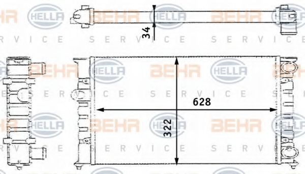 BEHR HELLA SERVICE 8MK 376 713-421 Радиатор, охлаждение двигателя для VOLKSWAGEN CABRIO III (Фольксваген Cабрио 3) BEHR HELLA SERVICE 8MK 376 713-421 Радиатор, охлаждение двигателя для VOLKSWAGEN CABRIO III (Фольксваген Cабрио 3)