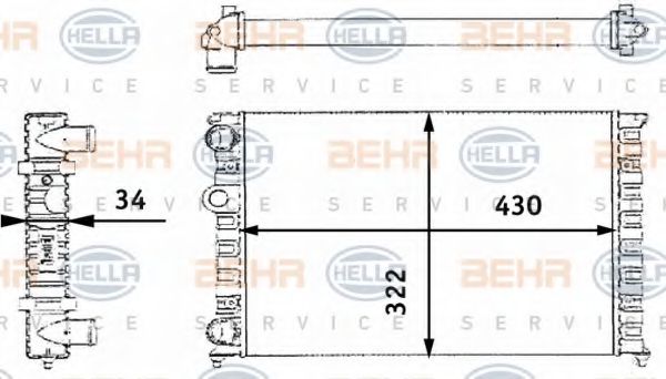 BEHR HELLA SERVICE 8MK 376 713-741 Радиатор, охлаждение двигателя для VOLKSWAGEN JETTA III (Фольксваген Джетта 3) BEHR HELLA SERVICE 8MK 376 713-741 Радиатор, охлаждение двигателя для VOLKSWAGEN JETTA III (Фольксваген Джетта 3)