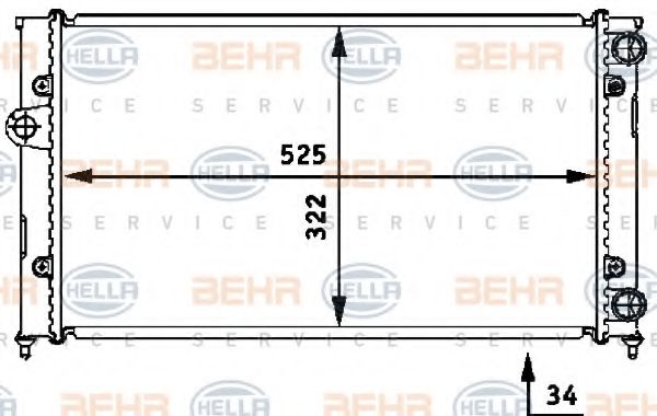 BEHR HELLA SERVICE 8MK 376 713-761 Радиатор, охлаждение двигателя для VOLKSWAGEN CABRIO III (Фольксваген Cабрио 3) BEHR HELLA SERVICE 8MK 376 713-761 Радиатор, охлаждение двигателя для VOLKSWAGEN CABRIO III (Фольксваген Cабрио 3)