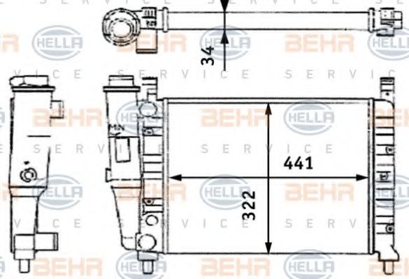 BEHR HELLA SERVICE 8MK 376 714-051 Радиатор, охлаждение двигателя для FIAT (Фиат) BEHR HELLA SERVICE 8MK 376 714-051 Радиатор, охлаждение двигателя для FIAT (Фиат)