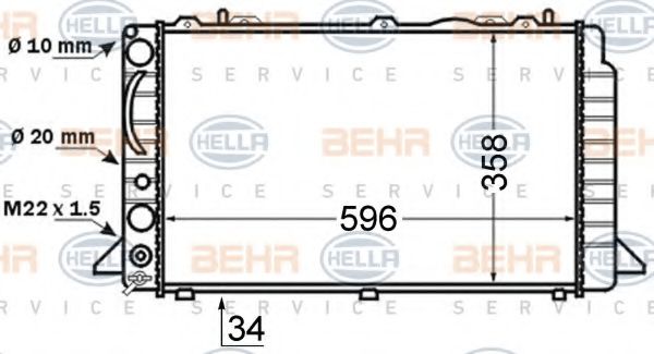 BEHR HELLA SERVICE 8MK 376 714-461 Радиатор, охлаждение двигателя для AUDI 90 (Ауди 90) BEHR HELLA SERVICE 8MK 376 714-461 Радиатор, охлаждение двигателя для AUDI 90 (Ауди 90)