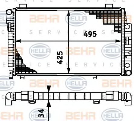 BEHR HELLA SERVICE 8MK 376 714-551 Радиатор, охлаждение двигателя 
