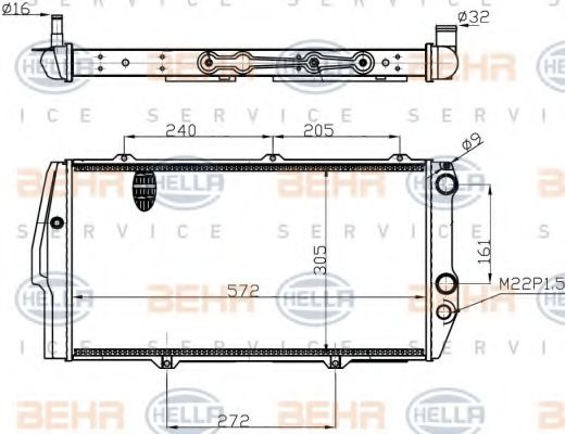 BEHR HELLA SERVICE 8MK 376 714-701 Радиатор, охлаждение двигателя для AUDI (Ауди)
