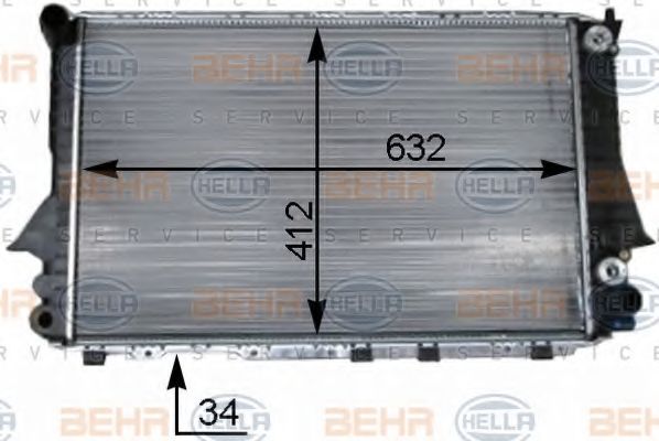 BEHR HELLA SERVICE 8MK 376 715-261 Радиатор, охлаждение двигателя 