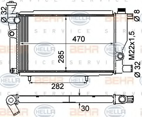 BEHR HELLA SERVICE 8MK 376 715-381 Радиатор, охлаждение двигателя для PEUGEOT 205 II (Пежо 205 2) BEHR HELLA SERVICE 8MK 376 715-381 Радиатор, охлаждение двигателя для PEUGEOT 205 II (Пежо 205 2)