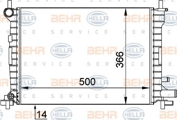 BEHR HELLA SERVICE 8MK 376 715-621 Радиатор, охлаждение двигателя 