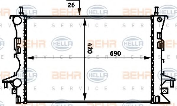 BEHR HELLA SERVICE 8MK 376 716-281 Радиатор, охлаждение двигателя 