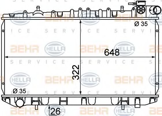 BEHR HELLA SERVICE 8MK 376 716-351 Радиатор, охлаждение двигателя 