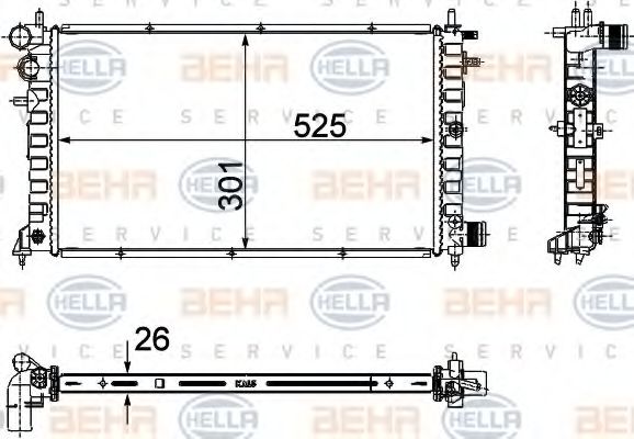 BEHR HELLA SERVICE 8MK 376 716-461 Радиатор, охлаждение двигателя для PEUGEOT (Пежо) BEHR HELLA SERVICE 8MK 376 716-461 Радиатор, охлаждение двигателя для PEUGEOT (Пежо)