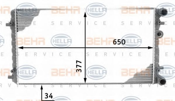BEHR HELLA SERVICE 8MK 376 716-611 Радиатор, охлаждение двигателя 