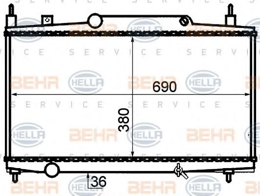 BEHR HELLA SERVICE 8MK 376 717-581 Радиатор, охлаждение двигателя для PEUGEOT (Пежо) BEHR HELLA SERVICE 8MK 376 717-581 Радиатор, охлаждение двигателя для PEUGEOT (Пежо)