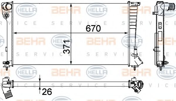 BEHR HELLA SERVICE 8MK 376 717-611 Радиатор, охлаждение двигателя для PEUGEOT 306 (Пежо 306) BEHR HELLA SERVICE 8MK 376 717-611 Радиатор, охлаждение двигателя для PEUGEOT 306 (Пежо 306)