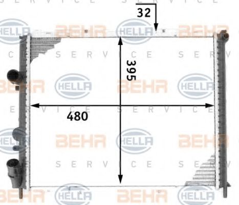 BEHR HELLA SERVICE 8MK 376 717-761 Радиатор, охлаждение двигателя 