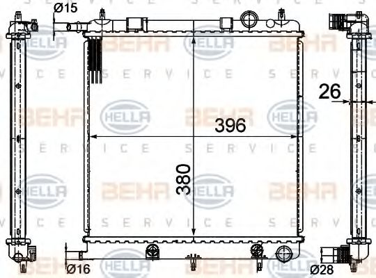 BEHR HELLA SERVICE 8MK 376 718-621 Радиатор, охлаждение двигателя для PEUGEOT 207 (Пежо 207) BEHR HELLA SERVICE 8MK 376 718-621 Радиатор, охлаждение двигателя для PEUGEOT 207 (Пежо 207)