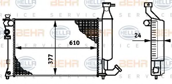 BEHR HELLA SERVICE 8MK 376 719-501 Радиатор, охлаждение двигателя 