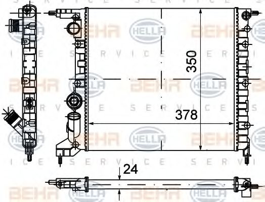 BEHR HELLA SERVICE 8MK 376 720-021 Радиатор, охлаждение двигателя для RENAULT CLIO I (Рено Cлио и) BEHR HELLA SERVICE 8MK 376 720-021 Радиатор, охлаждение двигателя для RENAULT CLIO I (Рено Cлио и)