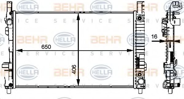BEHR HELLA SERVICE 8MK 376 721-031 Радиатор, охлаждение двигателя 